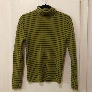 Chartreuse striped turtleneck